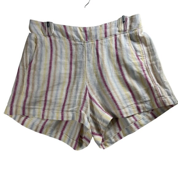 GAP Pants - GAP Womens M Linen Blend Rainbow Shorts Slip On Elastic Waist 4 Pockets Vacation